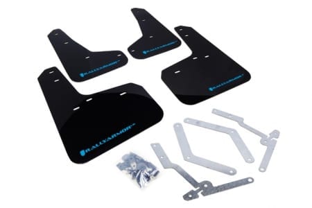 Rally Armor Front & Rear Mud Flaps – Black/Light Blue Logo – ’13 – 17 Ford Focus SE, Titanium, ST, RS