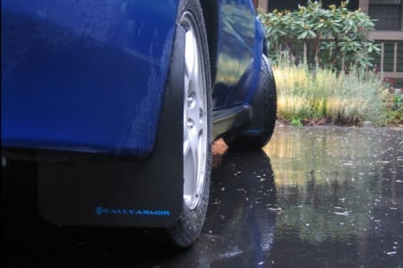 Rally Armor Front & Rear Mud Flaps – Black/Blue Logo – ’02 – 07 Subaru Impreza WRX, STI