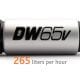 Deatschwerks DW65C 265lph compact fuel pump w/o mounting clips w/ Universal Install Kit.