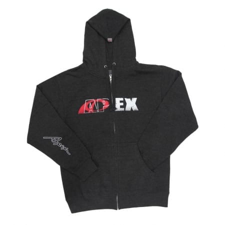Apexi APEX Cursive Zip-Up Hoodie, Small, Black