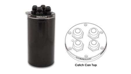 Vibrant 4in OD Universal Catch Can 2.0 w/ 4 Adapters Aluminum – Anodized Black