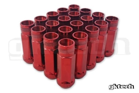 GKTech M12 x 1.5 Open End Lug Nuts – Red