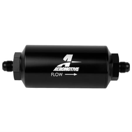 Aeromotive In-Line Filter – AN-08 size Male – 10 Micron Microglass Element – Bright-Dip Black