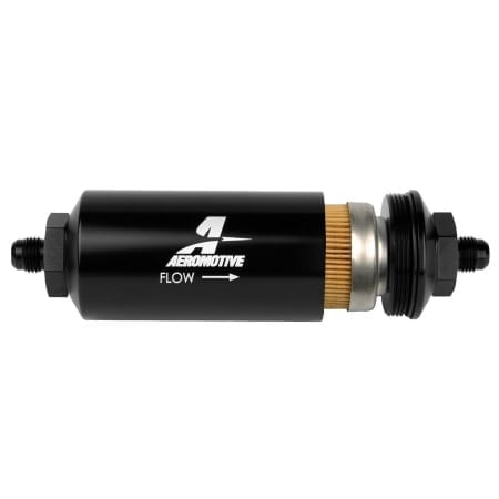 Aeromotive In-Line Filter – (AN -8 Male) 10 Micron Fabric Element Bright Dip Black Finish