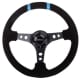 NRG Reinforced Steering Wheel (350mm / 3in Deep) Classic Blk Wood Grain w/Neochrome 3-Spoke Center