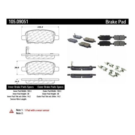 Centric Posi-Quiet Ceramic Brake Pads, Rear – Infiniti G35 07-08 Sport RWD V36 / G37 08-13 & 14-15 Q60 Non-Sport RWD CV36
