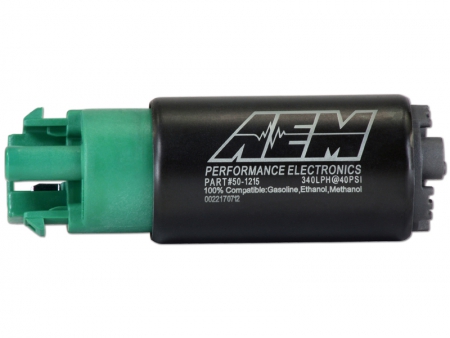 AEM 340lph E85-Compatible High Flow In-Tank Fuel Pump (65mm with hooks, Offset Inlet) | 50-1215