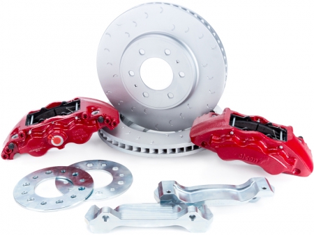 Alcon 2009+ Nissan GT-R R35 412x36mm Rotor Red 6 Piston Caliper RC6 Front Axle Kit