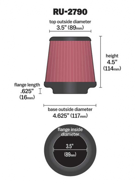 K&N Universal Clamp-On Air Filter | RU-2790