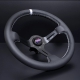 DND Performance 350MM Leather Race Wheel – Grey Stitch
