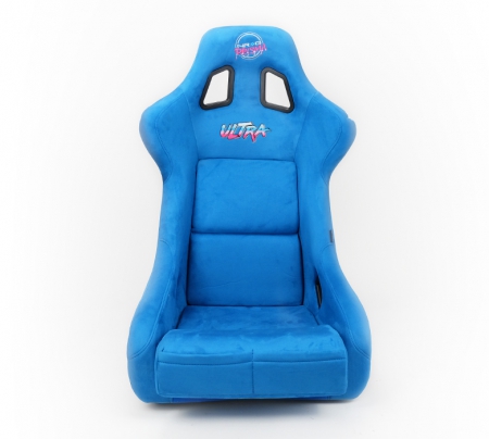 NRG FRP Bucket Seat ULTRA Edition – Large (Blue Alcantara/Gold Glitter Back)