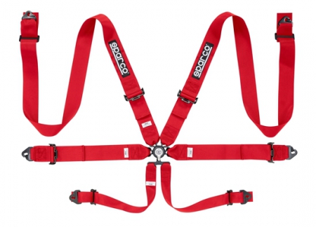 Sparco 6 Point 3″ Cam Lock Seat Belt Harness – Red