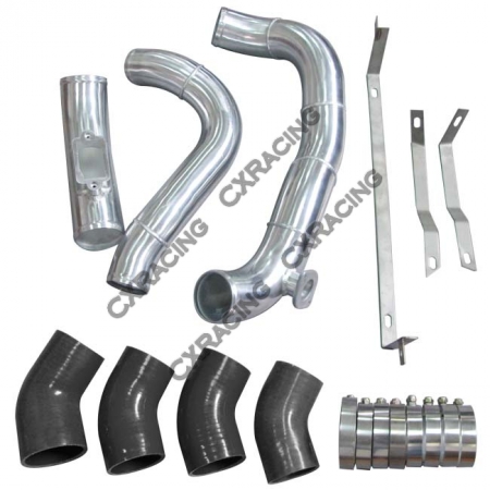 CX Racing Intercooler Kit + Turbo Intake Kit for 99-06 BMW E46 with 2JZ-GTE Engine with Stock Twin Turbo and R154 Transmission Swap