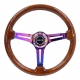 NRG Reinforced Steering Wheel (350mm / 3in. Deep) Brown Wood w/Blk Matte Spoke/Black Center Mark
