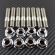 P2M STAINLESS EXHAUST MANIFOLD DOUBLE HEAD STUD NUT SET M10X1.25 : 6 CYL SET
