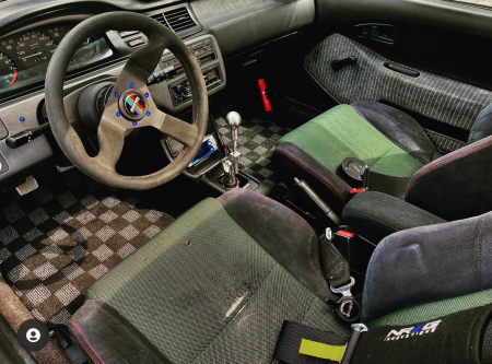 Phase2Motortrend Race Floor Mats – Honda Civic EG6 – Dark Grey Checkered (Front Pair – Standard Coverage)