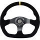 NRG Reinforced Steering Wheel (320mm) Sport Alcantara Flat Bottom w/ Yellow Center Mark
