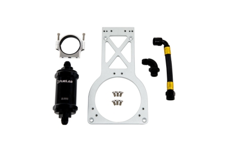 Fuelab Fuel Surge Upgrade Filter Kit (Bracket/Hardware/Hose Assembly/90 Degree Fitting) – 235mm