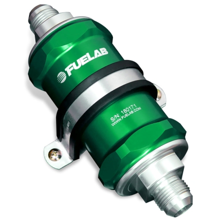 Fuelab 818 In-Line Fuel Filter Standard -6AN In/-12AN Out 10 Micron Fabric – Green
