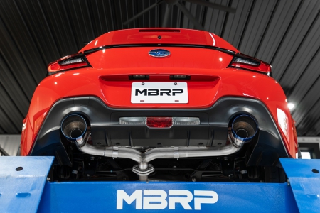 MBRP 2022 Subaru BRZ 2.4L/Toyota GR86 2.4L 2.5in Dual Split Rear Exit Axle Back w/5in OD Burnt End Tips – T304