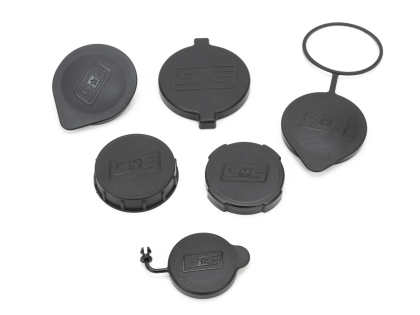 GrimmSpeed Subaru Engine Bay Reservoir Cap Set – Black (Set of 6)