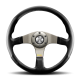 Momo Montecarlo Steering Wheel 350 mm – Black Leather/Blue Stitch/Black Spokes