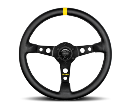 Momo MOD07 Steering Wheel 350 mm –  Black Leather/Black Spokes/1 Stripe