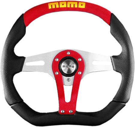 Momo Trek Steering Wheel 350 mm – 4 Black AirLeather/Brshd Al Spokes