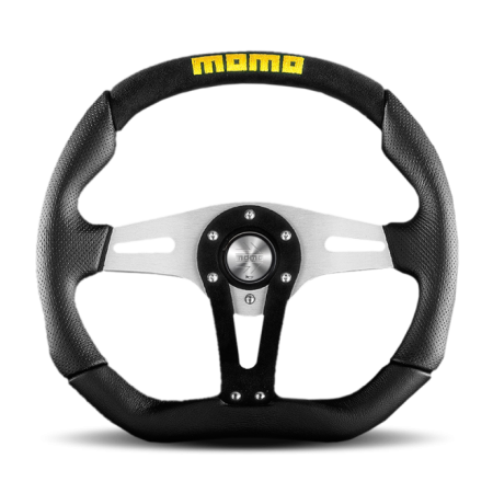 Momo Tuner Steering Wheel 320 mm – Black Leather/Red Stitch/Black Spokes