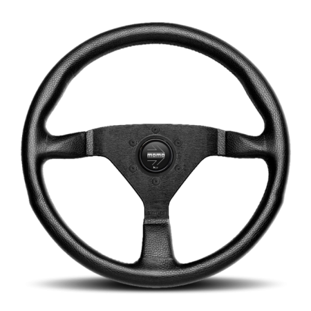 Momo Montecarlo Steering Wheel 320 mm – Black Leather/Red Stitch/Black Spokes