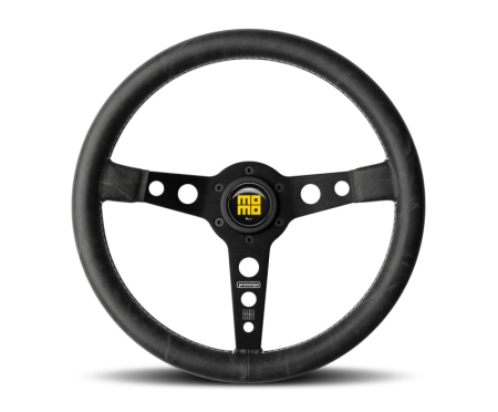 Momo Prototip Heritage Steering Wheel 350 mm – Black Leather/White Stitch/Black Spokes
