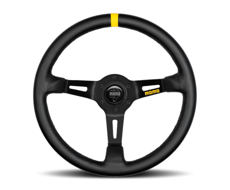Momo MOD08 Steering Wheel 350 mm –  Black Leather/Black Spokes/1 Stripe