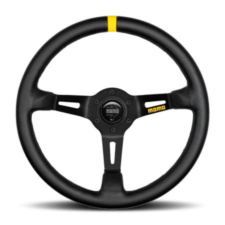 Momo MOD08 Steering Wheel 350 mm –  Black Leather/Black Spokes/1 Stripe