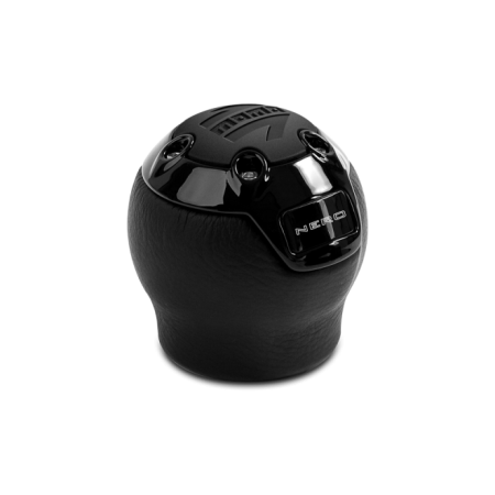 Momo Nero Shift Knob – Black Leather, Black Chrome Insert, with Reverse Lockout