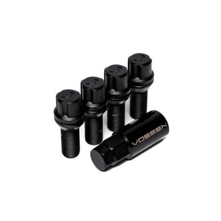Vossen 28mm Lock Bolt – 14×1.25 – 17mm Hex – Cone Seat – Black (Set of 4)
