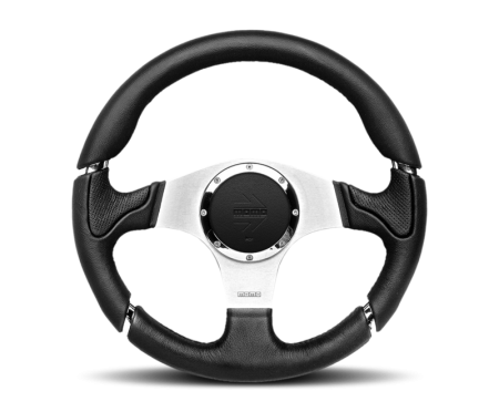 Momo Millenium Steering Wheel 350 mm – Black Leather/Black Stitch/Brshd Spokes