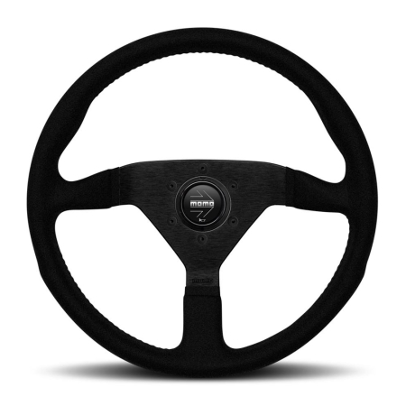 Momo Montecarlo Alcantara Steering Wheel 350 mm – Black/Red Stitch/Black Spokes