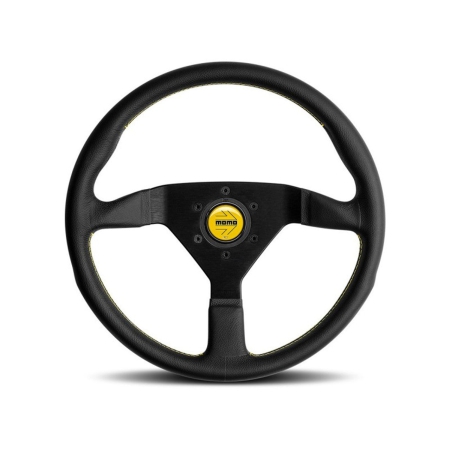 Momo Montecarlo Steering Wheel 350 mm – Black Leather/Yellow Stitch/Black Spokes