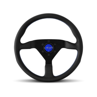 Momo Montecarlo Steering Wheel 350 mm – Black Leather/Blue Stitch/Black Spokes