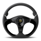 Momo Prototipo Steering Wheel 350 mm – Black Leather/White Stitch/Brshd Spokes