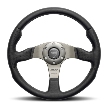 Momo Race Steering Wheel 320 mm – Black Leather/Anth Spokes