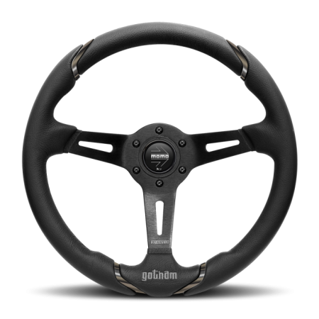 Momo Gotham Steering Wheel 350 mm – Black Leather/Black Spokes