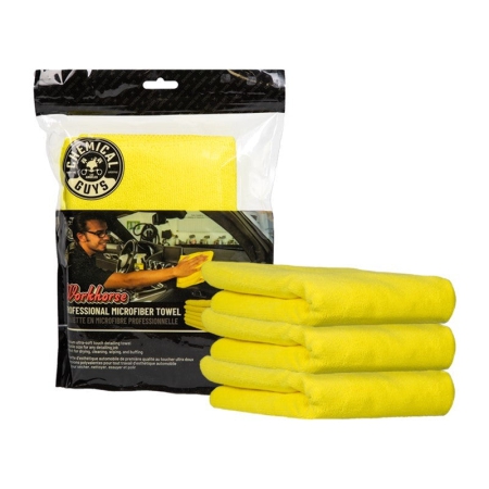 Chemical Guys Workhorse Professional Microfiber Towel – 16in x 16in – Yellow – 3 Pack