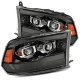 AlphaRex 09-18 Dodge Ram 1500HD PRO-Series Proj Headlights Plank Style Alpha Black w/Seq Signal/DRL