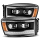 AlphaRex 06-08 Dodge Ram 1500HD LUXX LED Projector Headlights Plank Style Alpha Blk w/Seq Signal/DRL