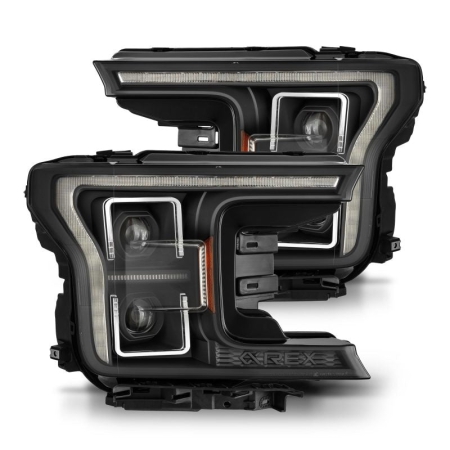 AlphaRex 18-21 Ford F150 PRO-Series Projector Headlights – Black w/DRL & Seq Signal