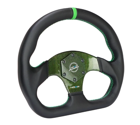 NRG Carbon Fiber Steering Wheel (320mm) Green CF Center