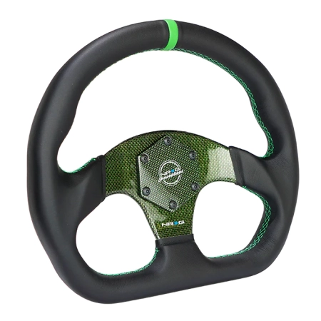 NRG Carbon Fiber Steering Wheel (320mm) Green CF Center
