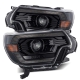 AlphaRex 12-15 Toyota Tacoma PRO-Series Projector Headlights Plank Style Black w/DRL