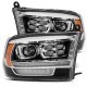 AlphaRex 09-18 Dodge Ram 2500 LUXX LED Proj Headlights Plank Style Blk w/Activ Light/Seq Signal/DRL